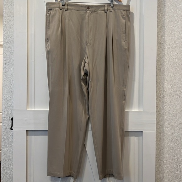 Joseph & Feiss 100% Silk Pleated Khaki Dress Pants Size 44 - Picture 1 of 8